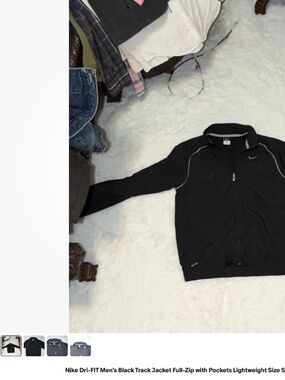 Nike Dri-FIT Men’s Black Track Jacket | Full Zip Lightweight Athletic Size S